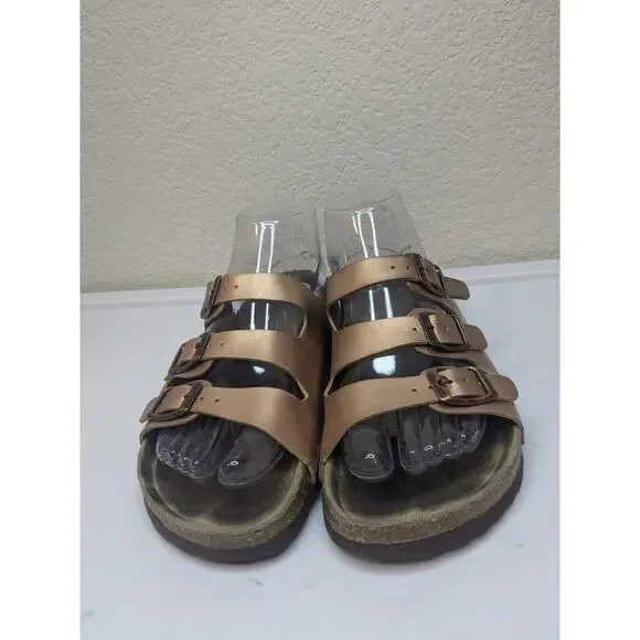 CUSHIONAIRE Women's Size 8 Lane Cork Footbed Leather Insole Sandal Rose Gold $50 - Picture 2 of 7